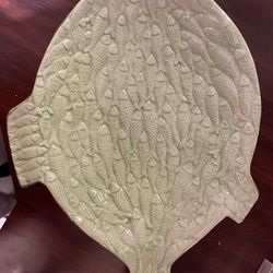 17 Inch Embossed I Godinger & Co Green Fish Bowl Platter Mint With Tag