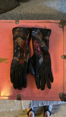 Dupatta Soft leather gloves, velvet lined with custom painted motif