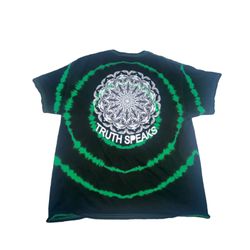 rban Outfitters Truth Finders tie die t shirt  front and back multi diminutional green and black t shirt short sleeve t shirt size small mens   {baggy