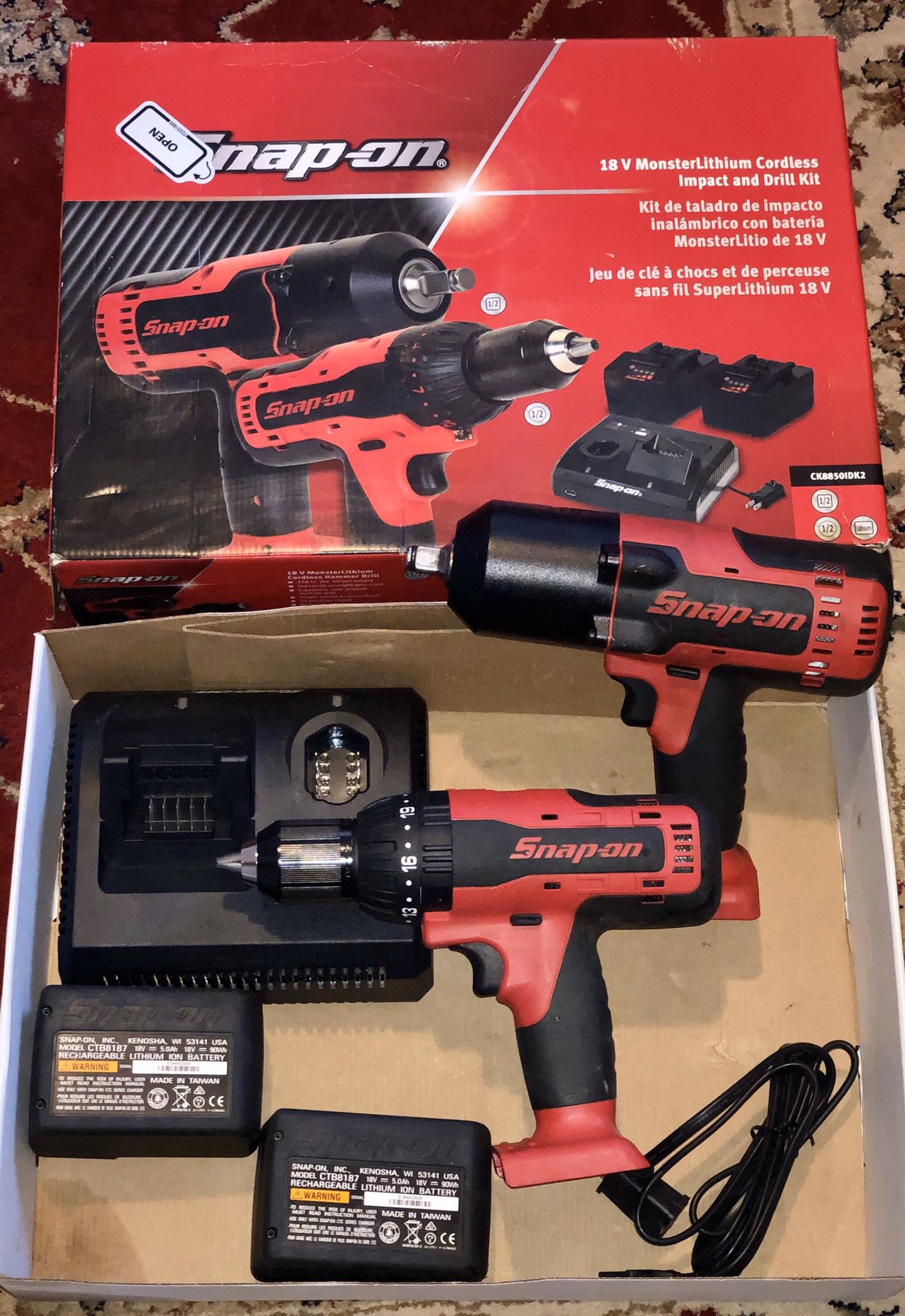 Snap-on 18V monster lithium cordless impact and drill kit