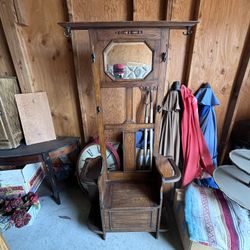 Vintage Or Antique Oak Hall Tree
