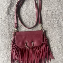 Forever 21 Red Crossbody Bag with Fringe & Gold Hardware