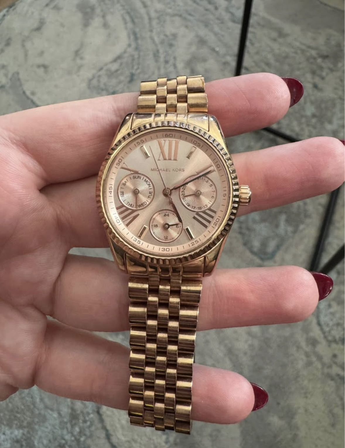 Michael Kors Petit Lexington Chronograph Rose Gold Tone Watch