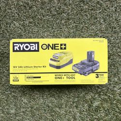 RYOBI ONE+ 18V Lithium-lon 2.0 Ah Compact Battery and Charger Starter Kit