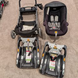 Chicco Key Fit 30 Set (Car Seat, Base X2, & Stroller) Expired 11/24