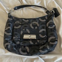 Vintage coach black canvas bag with silver hardware