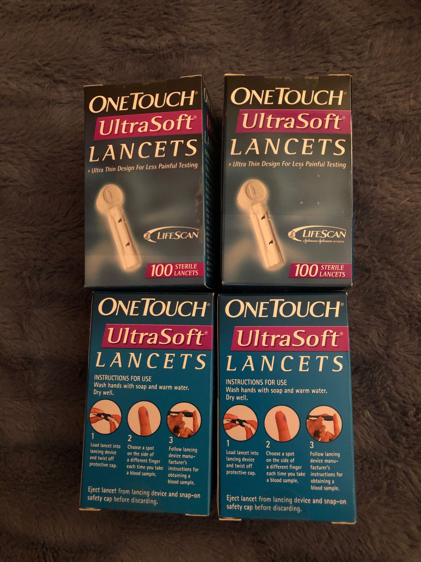 One Touch UltraSoft Lancets 4 brand new boxes ( 100 per box total 400)