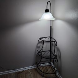 3 Tier Iron corner Shelf  with Lamp