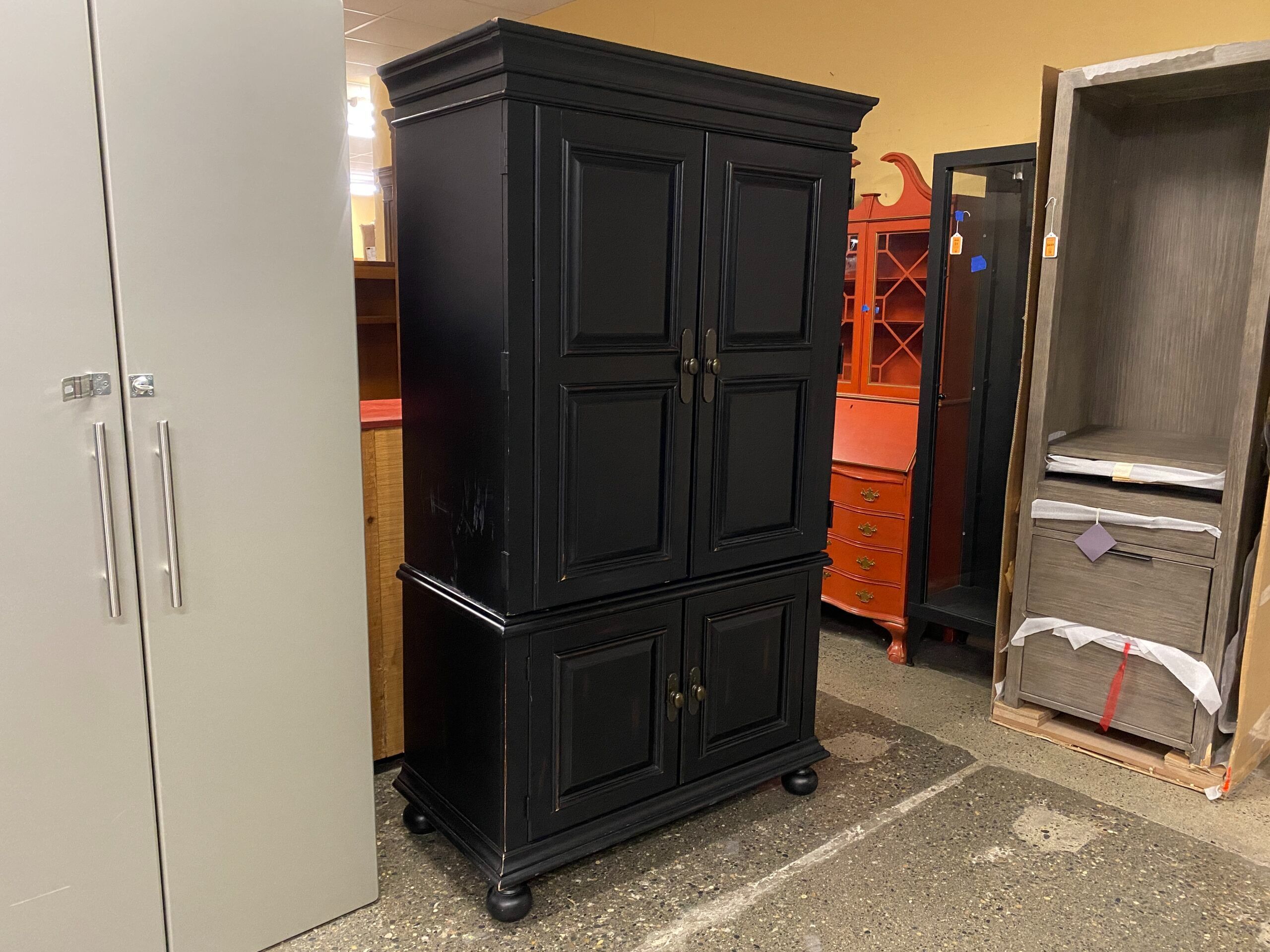 Weathered Black 2-Piece Armoire
