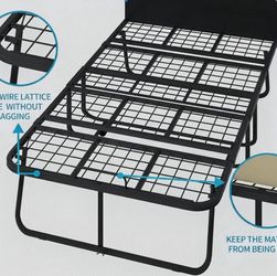 Puremind Foldable Metal Bed Frame Twin