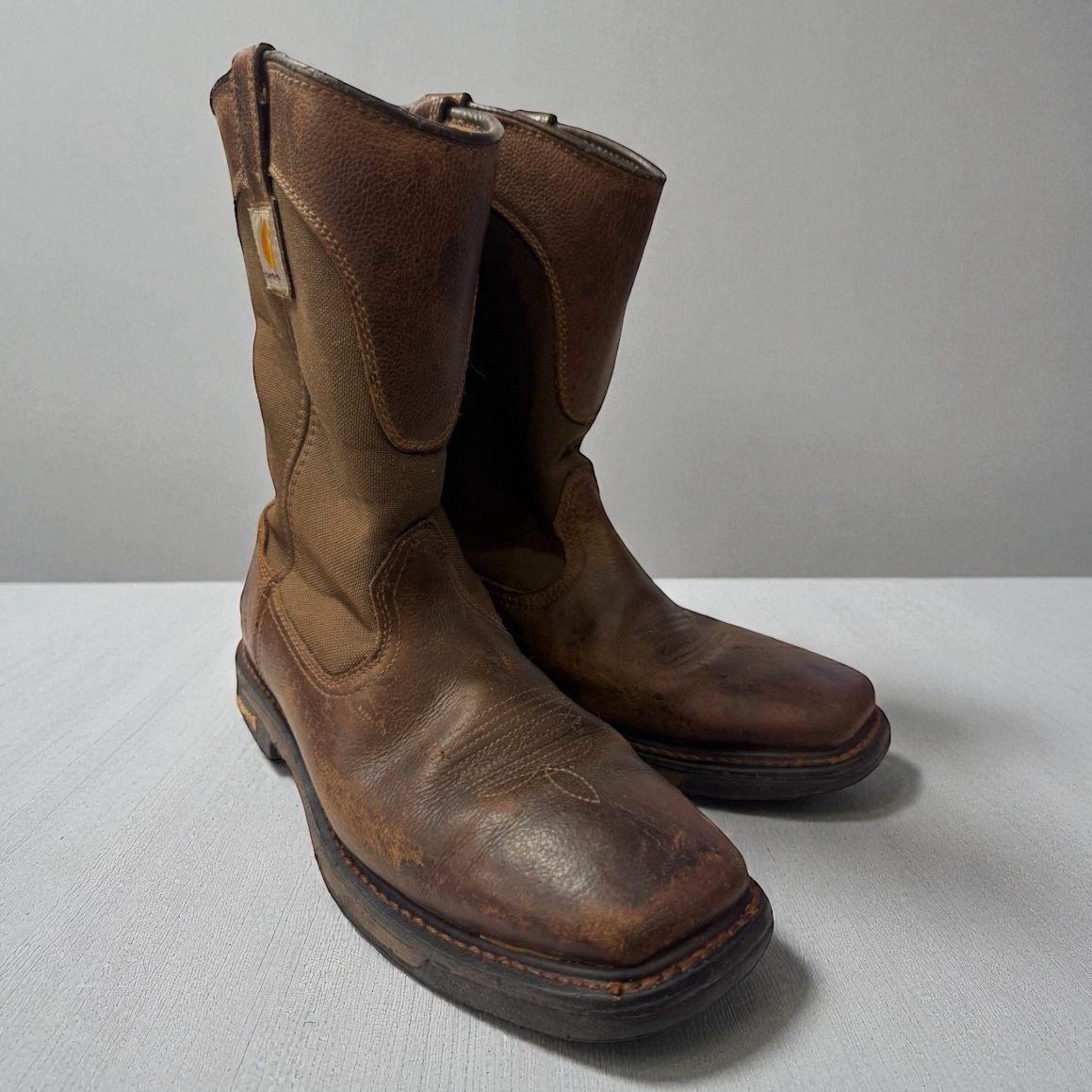 Carhartt Wellington Square Toe Western Work Boot #CMP1108 / Brown / Men's Sz 12