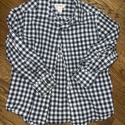 Cat & Jack 4/5 T Collared Plaid Blue & White Shirt
