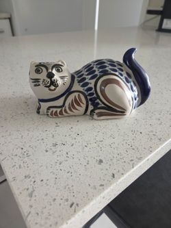 Mexican hand painted ceramic cat