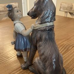 Dahl Jensen  Girl with Dog Porcelain Figurine Very Rare