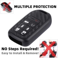 for Honda Key Fob Cover - Carbon Fiber Pattern Car Key Fob Protector for Honda Odyssey Elite Ex EX-L 2018 2019 2020 7 Buttons Antitheft Keyless Remote