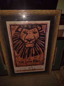 Disney Lion King Cast Signed Poster Autographed Broadway Theater Play in frame