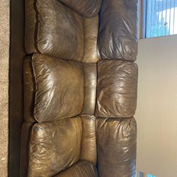 Brown All Leather Couches 