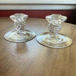 Vintage Fostoria Candle Holders, Set Of 2
