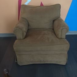 Rotating Comfy Brown Suede Armchair