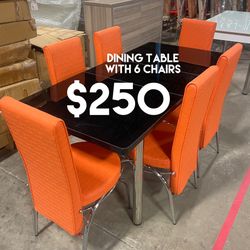 New Dining Table With 6 Chairs - Delivery Available 