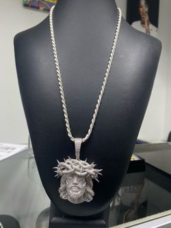 925 Silver Rope chain wirh Jesus piece
