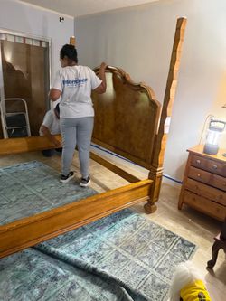 Wooden Four-Poster Bed Frame