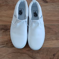 Vans White Canvas Slip On Youth Sneakers 