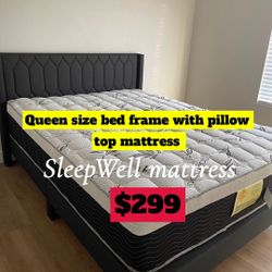 Queen Size Bed Frame With Pillow Top Mattress Included 