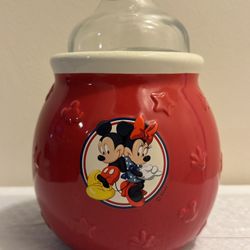 Vintage Disney Mickey And Minnie Mouse Ceramic Cookie Jar Set Canister Kitchen