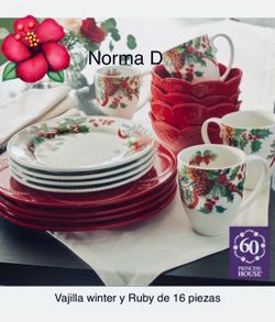 Vajilla winter y Ruby de 16 piezas nuevas en sus cajas 🌺princess house 🌺
