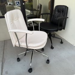 New In Box $50 Each Mid Century Modern Style Office Computer PU Leather Chair Black Or White Color Available 