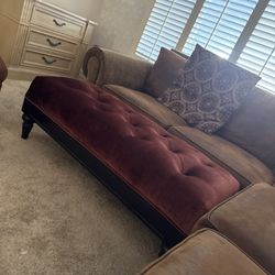 Wine Colored Tufted Ottoman 