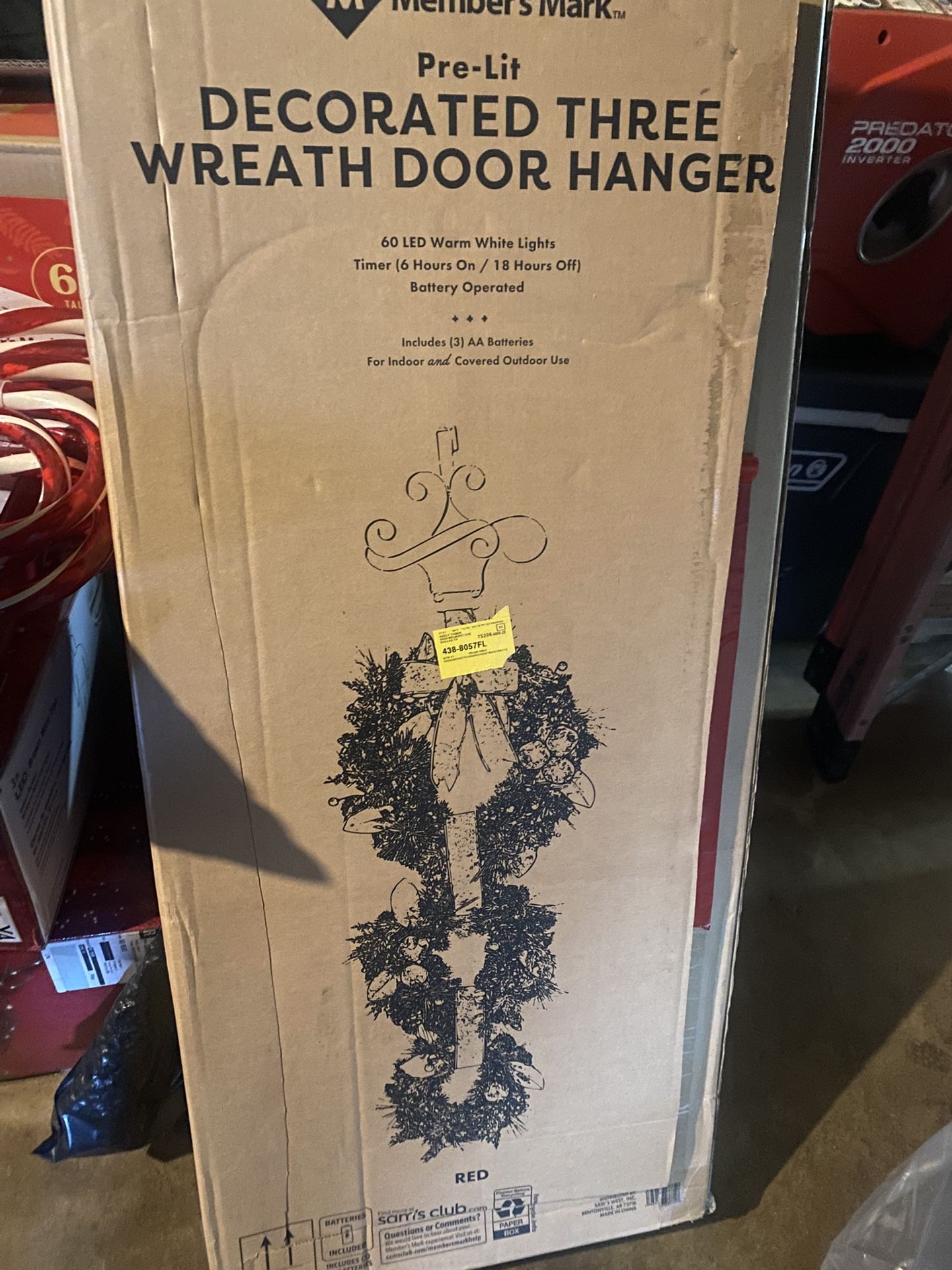 Three Wreath door hanger With lights