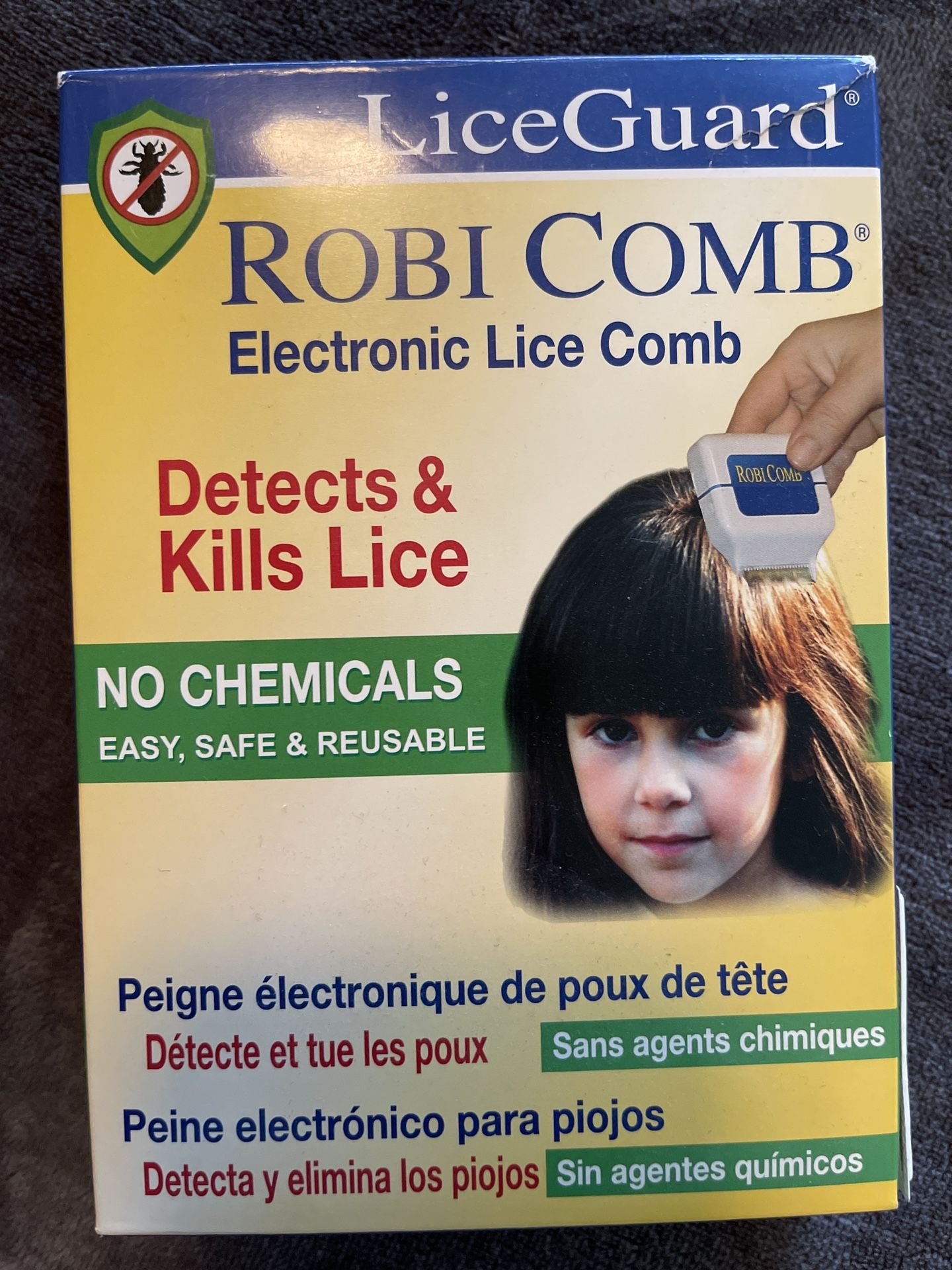 LiceGuard ROBI COMB Electronic Head Lice Comb Detects and Kills No Chemicals NIB