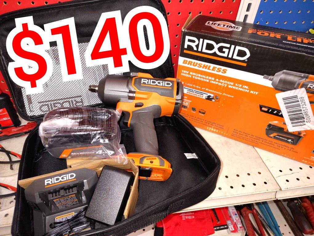 RIDGID 18V Brushless 1/2" High Torque Impact Wrench Kit