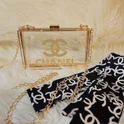 Acrylic Box Bag Clutch Bag With Gold Chain