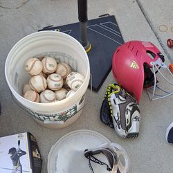 Baseball Kit - Helmet, Bat, Balls, Gloves And Fast Balls