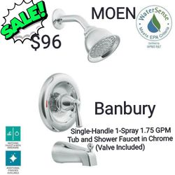 MOEN

Banbury Single-Handle 1-Spray 1.75 GPM Tub and Shower Faucet in Chrome (Valve Included)


