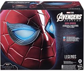 Spider-Man Marvel Legends Series Iron Spider Electronic Helmet with Glowing Eyes, 6 Light Settings and Adjustable Fit , Red