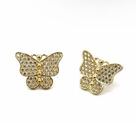Woman’s Ladies 10k Yellow Gold CZ Cubic Zirconia Butterfly Stud Earrings GP3097067