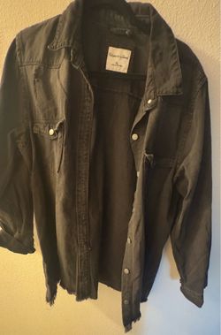 Sight distressed black Jean jacket