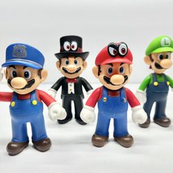 Super Mario Odyssey Special Police Mario & Black Tuxedo Mario Figures 4.5" **LOT OF 4