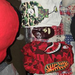 Bape-red Jacket. Bape-green Shirt
