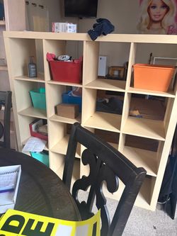 Light Wood Cube Storage Shelving Unit