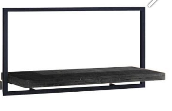 Shelf Black Oak 2 Shelves Floating Metal