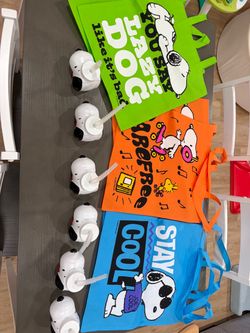 Snoopy Tote Bags and Cup Party Favor Set (6 sets)