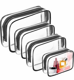 AURUZA Clear Makeup Bag,Portable Travel Toiletry Bags with Zipper, TSA Approved Clear Organizer Bags, PVC Cosmetic Pouch for Airport Airline Compliant