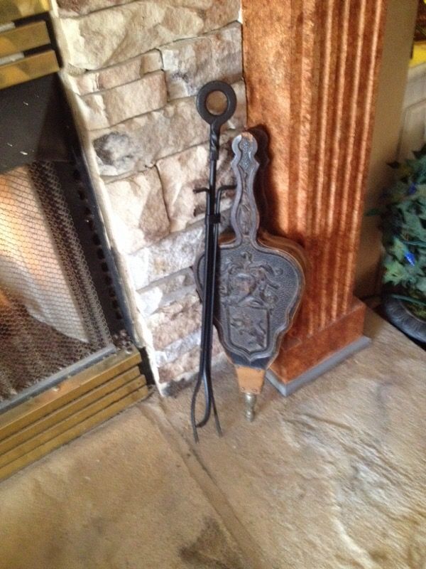 Fire place blower +black iron wood picker