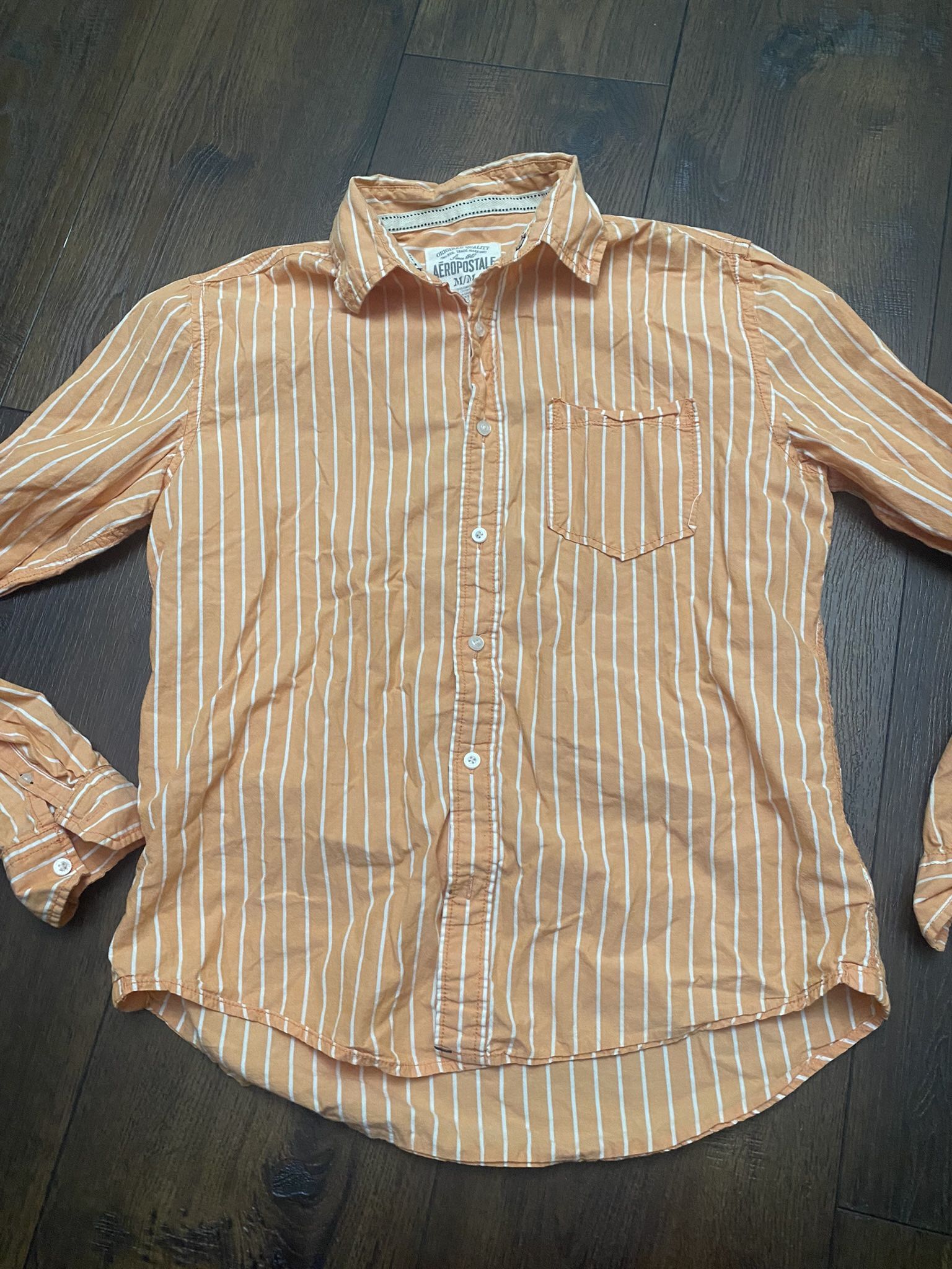 Men’s Orange Striped Long Sleeve Shirt Size Medium By Aeropostale #15
