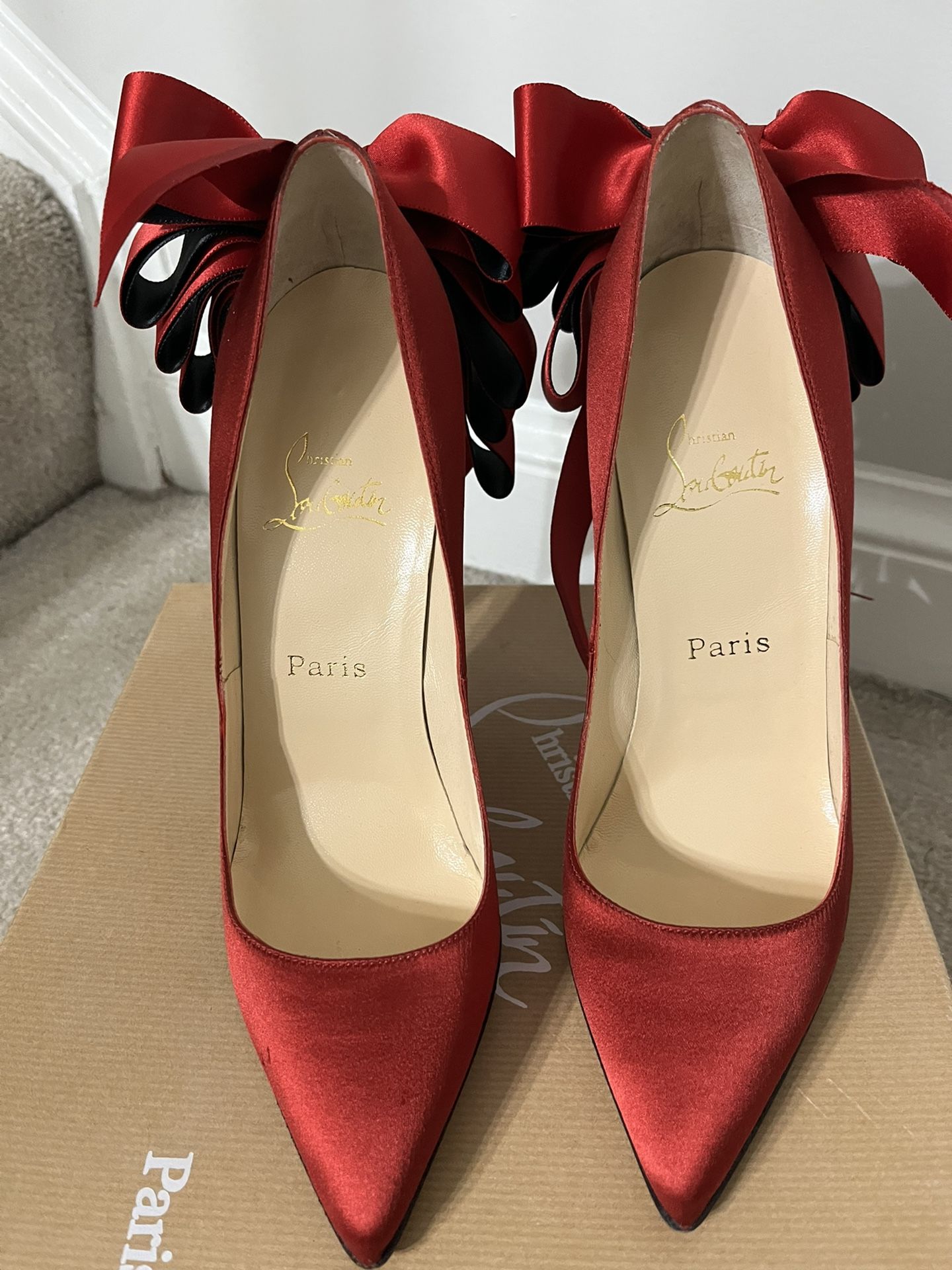Red Satin Christian Louboutin Shoes